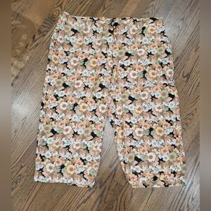 Floral wide leg crops